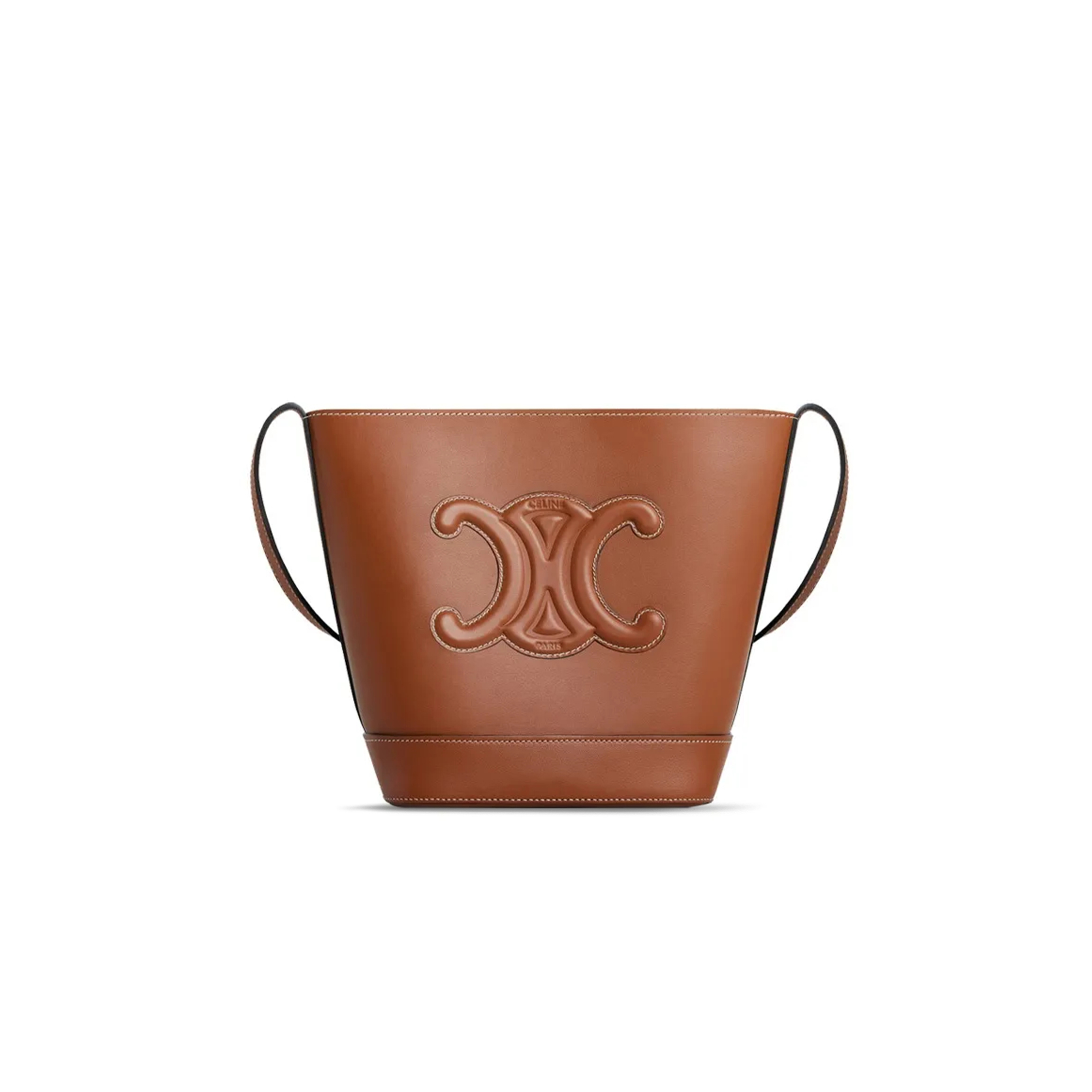CELINE SMALL BUCKET BAG IN CUIR TRIOMPHE SMOOTH COWHIDE 198243DU3.04LU (22*18*13cm)